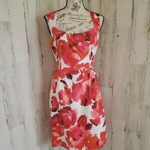 BOSTON PROPER WATERCOLOR FLORAL SHEATH DRESS